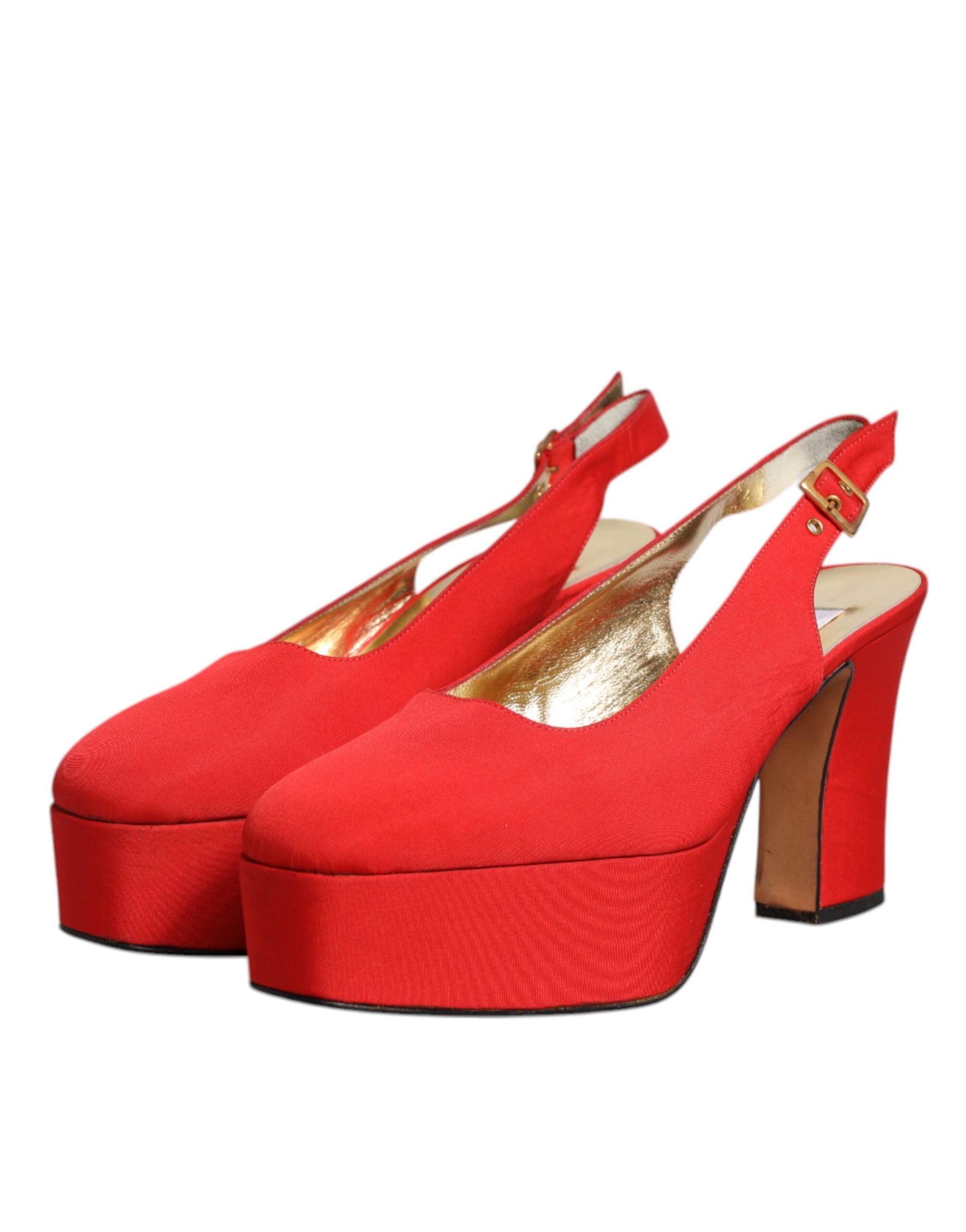 Sandales à talons compensés rouges à bride arrière