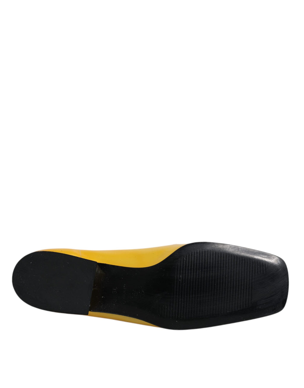 Mocassins à enfiler en cuir jaune avec plaque logo.