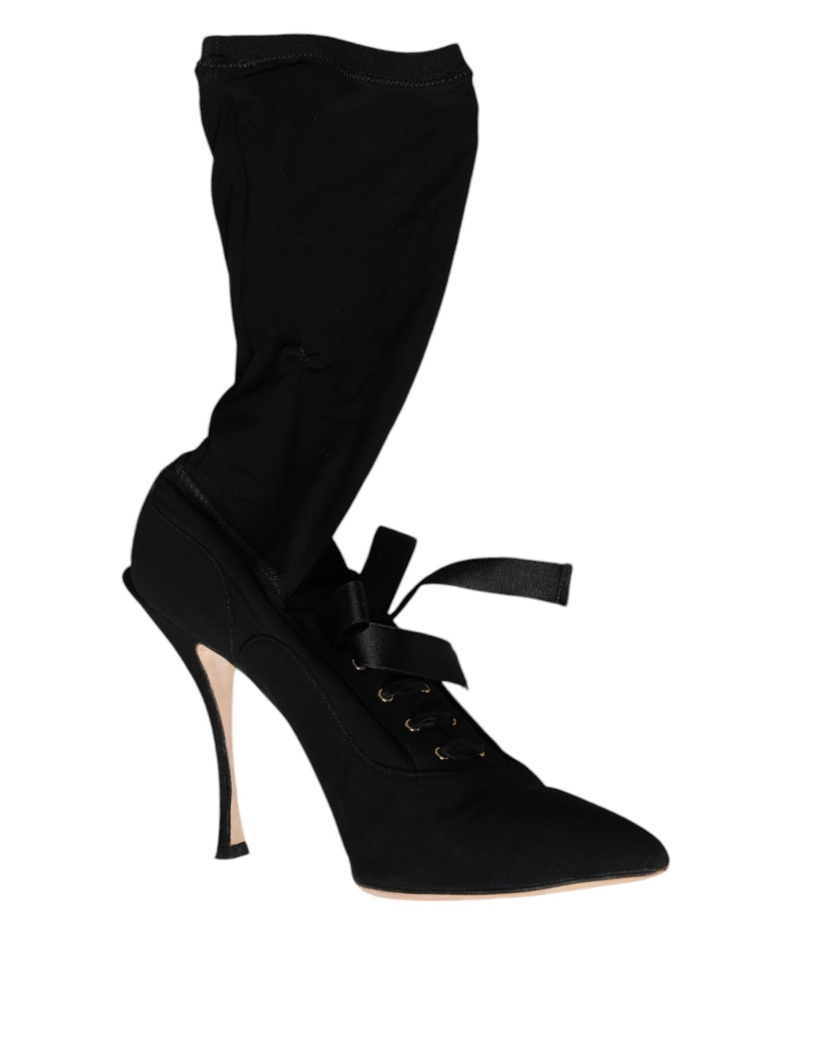 Bottines à talons aiguilles noires, mi-mollet
