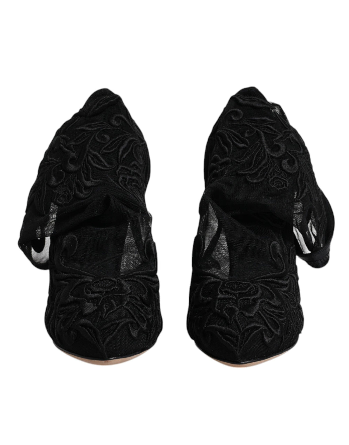 Bottines mi-mollet en tulle noir extensible avec talons