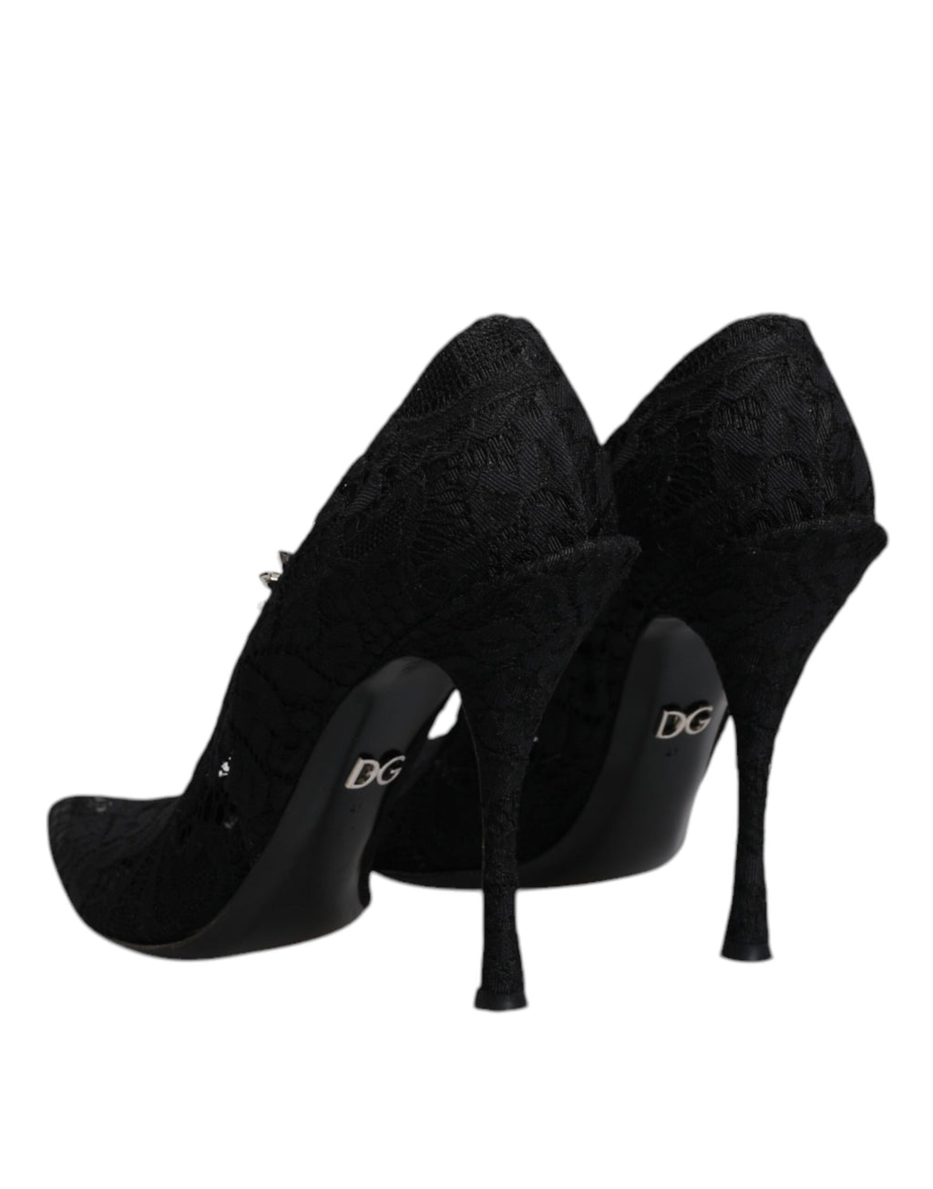 Escarpins Mary Jane en dentelle noire et cristaux