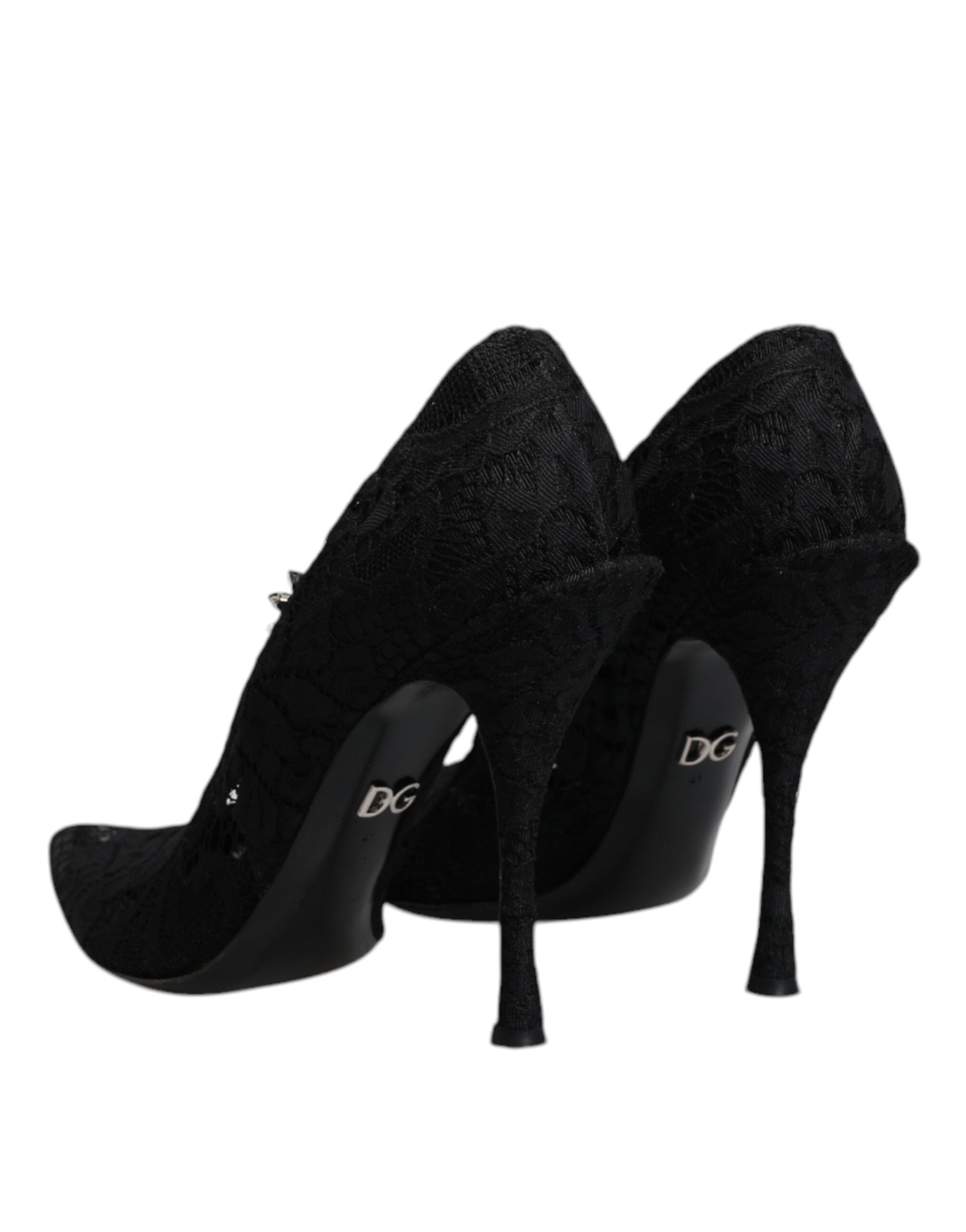 Escarpins Mary Jane en dentelle noire et cristaux
