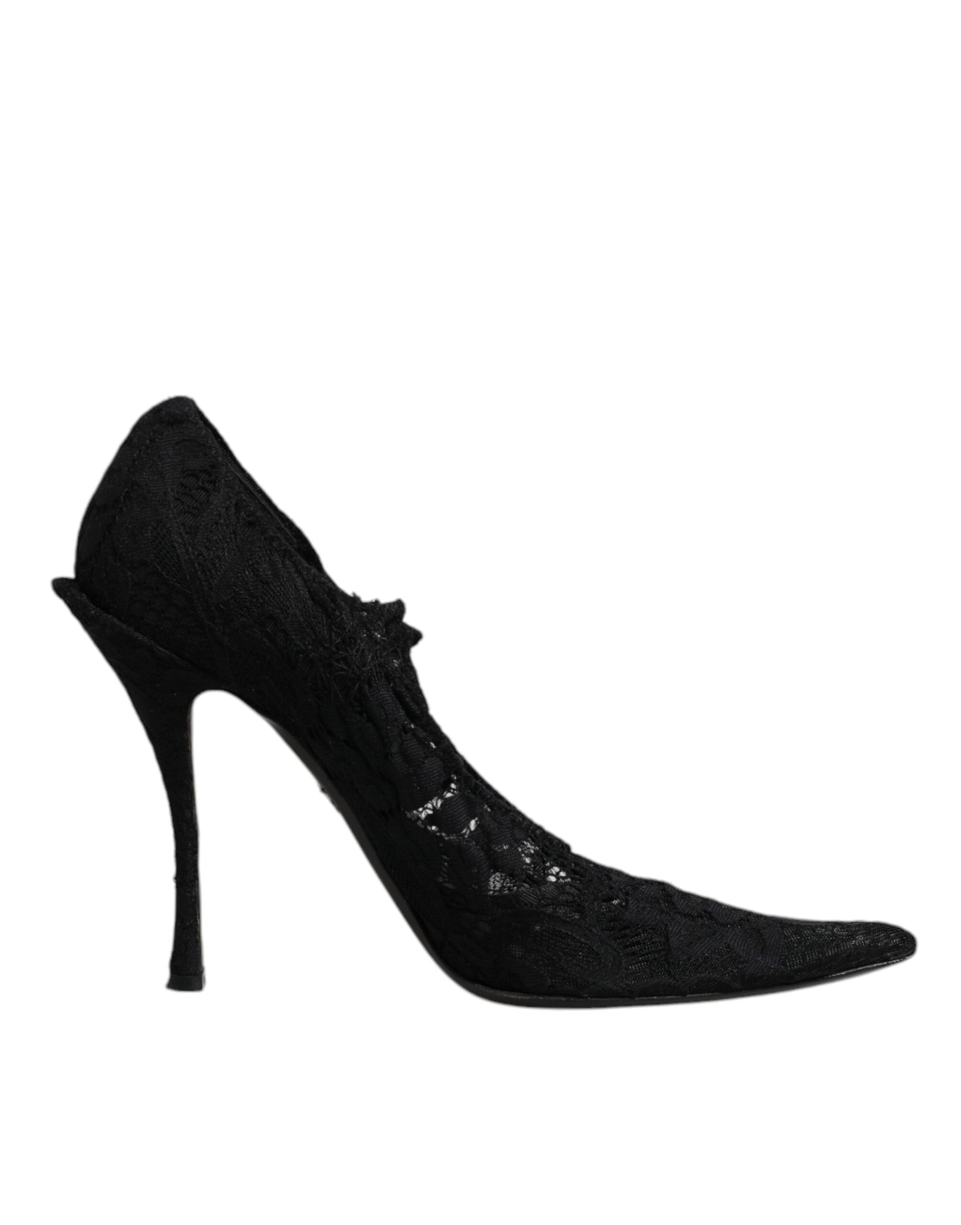 Escarpins Mary Jane en dentelle noire et cristaux