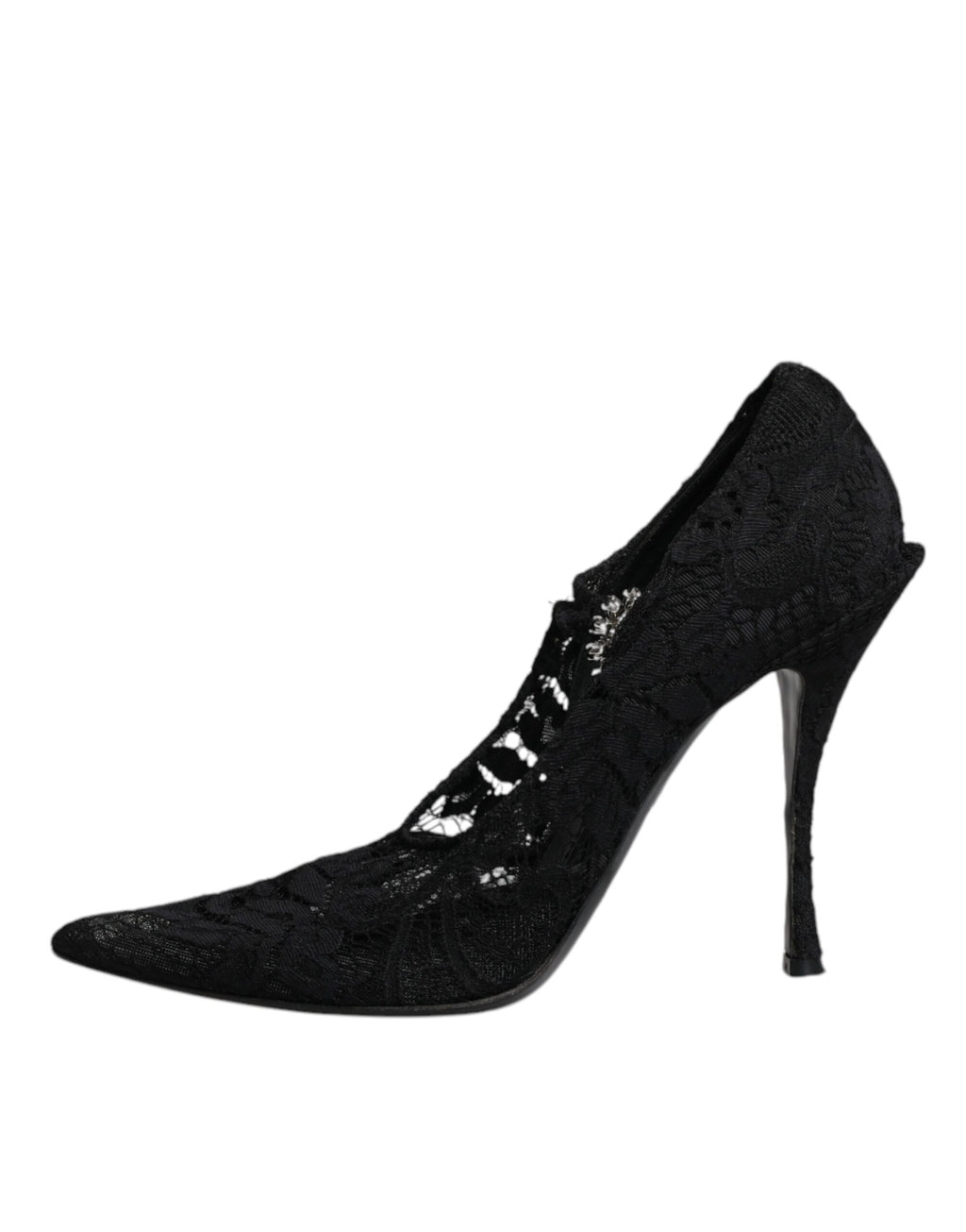 Escarpins Mary Jane en dentelle noire et cristaux