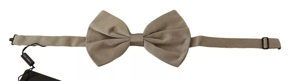 Papillon de cravate réglable en soie 100% argenté gris.