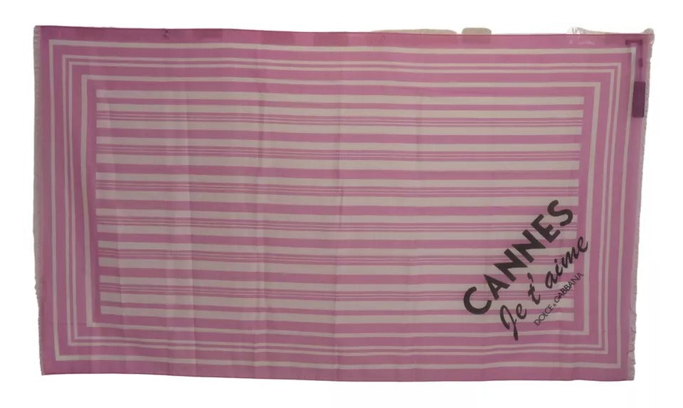 Écharpe foulard à rayures roses et blanches, style Cannes.