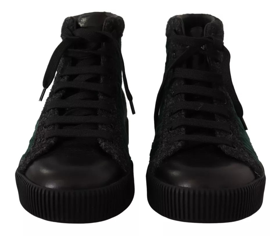 Green Corduroy High Tops Sneakers Mens Casual Shoes