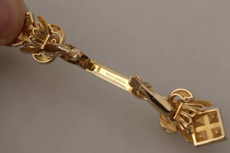 Broche de collet en argent sterling 925 plaqué or avec cristaux.