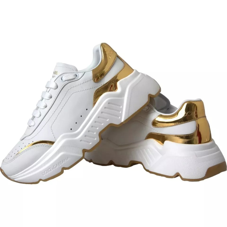 Sneakers en cuir DAYMASTER blanc et or pour homme
