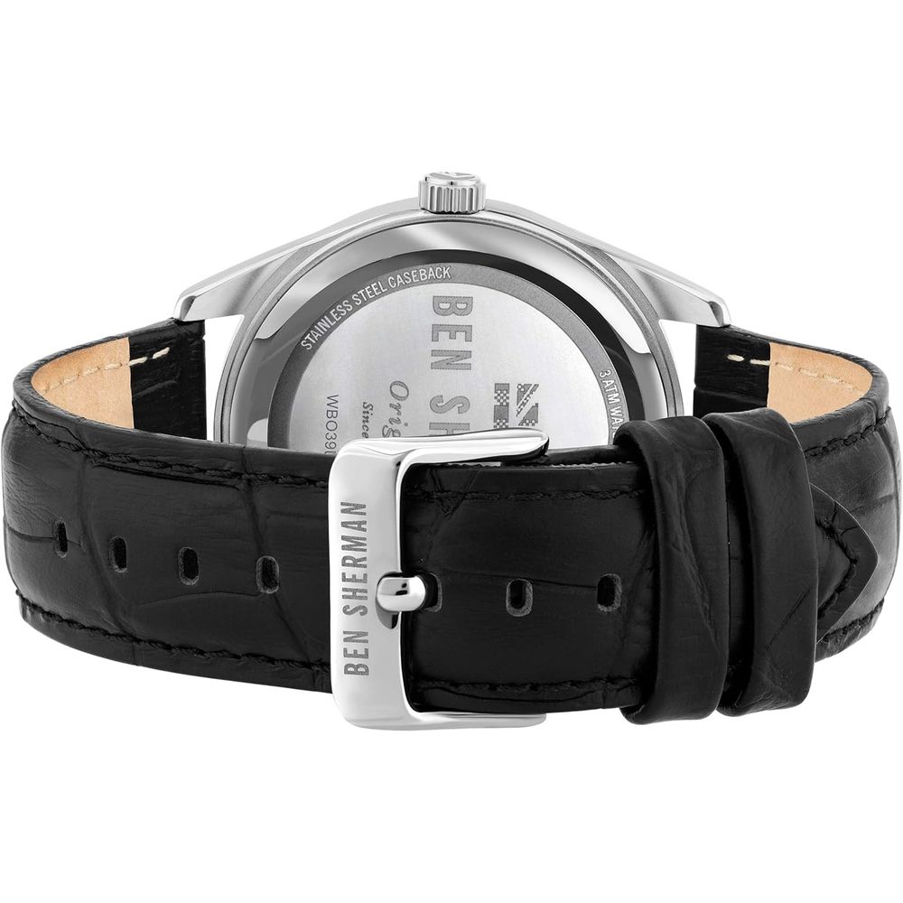 Black Leather Dress Watch