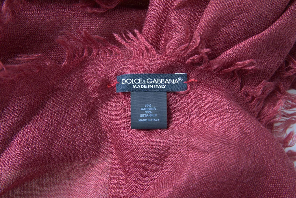 Écharpe-écharpe en cachemire tricoté, couleur bordeaux, avec franges.