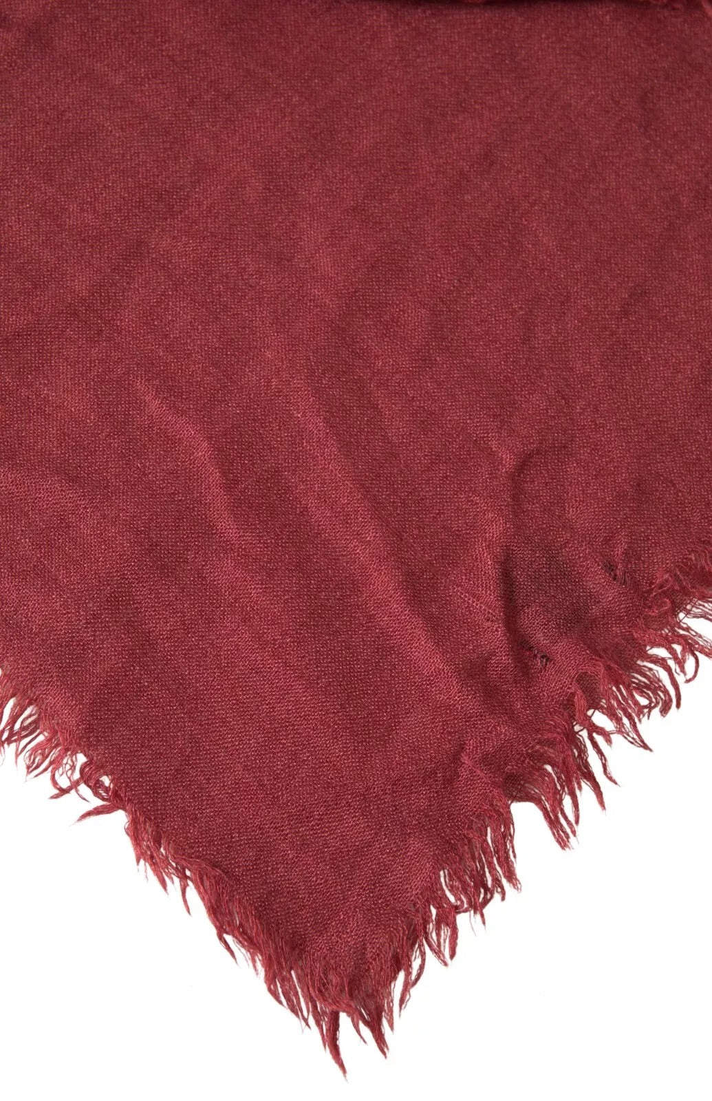 Écharpe-écharpe en cachemire tricoté, couleur bordeaux, avec franges.