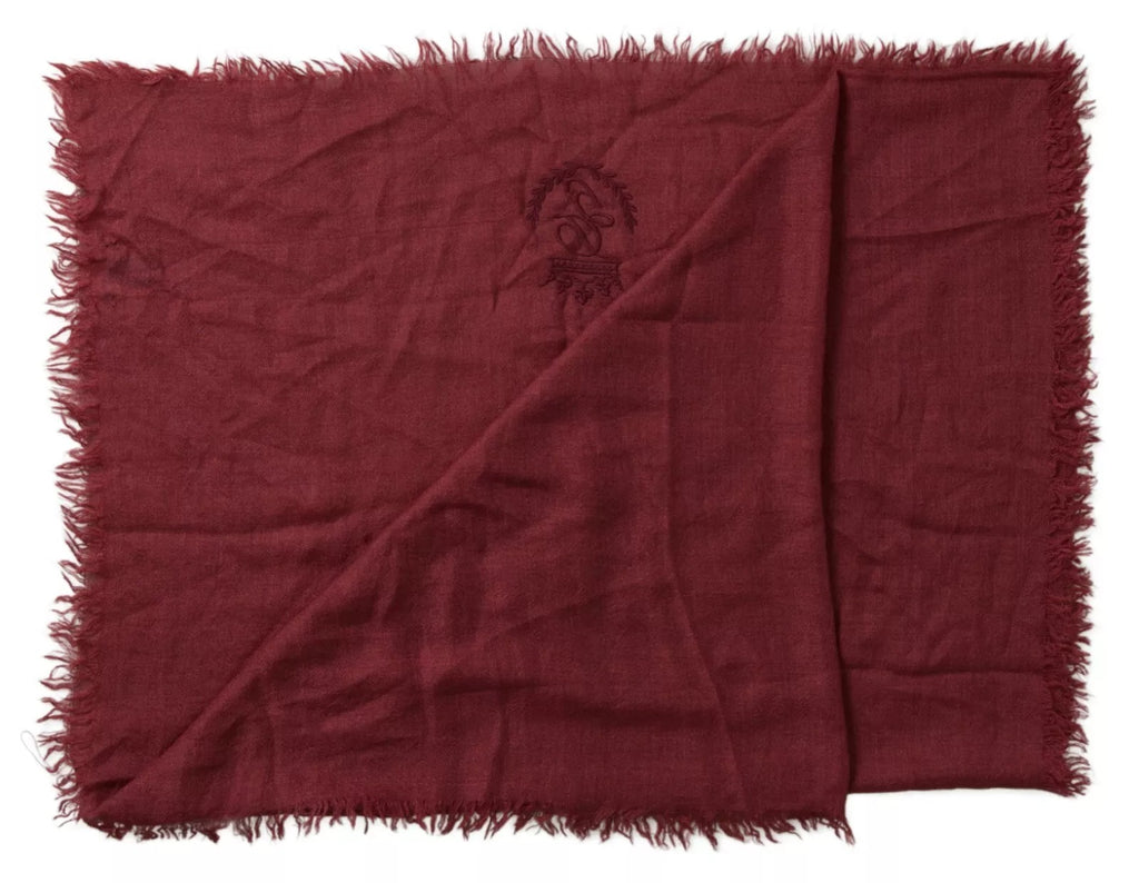 Écharpe-écharpe en cachemire tricoté, couleur bordeaux, avec franges.