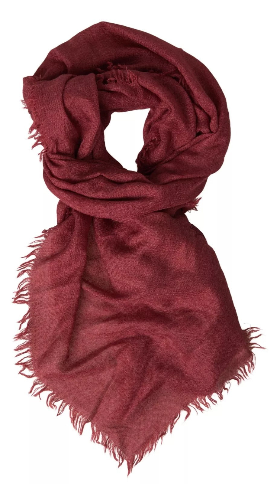 Écharpe-écharpe en cachemire tricoté, couleur bordeaux, avec franges.