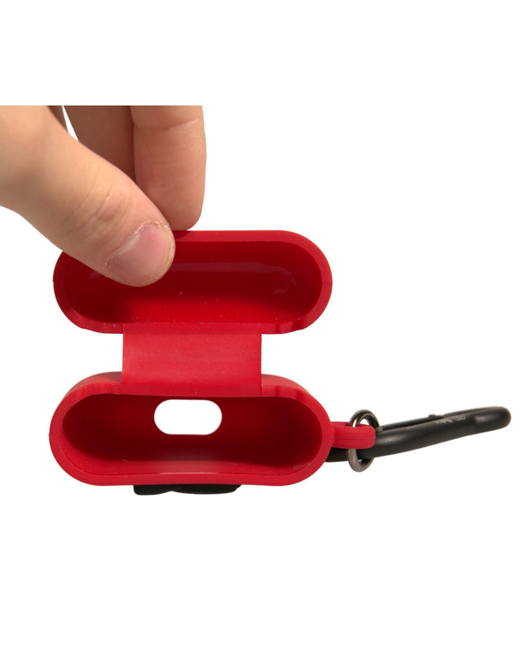 Étui Airpods en caoutchouc de silicone rouge avec logo en relief