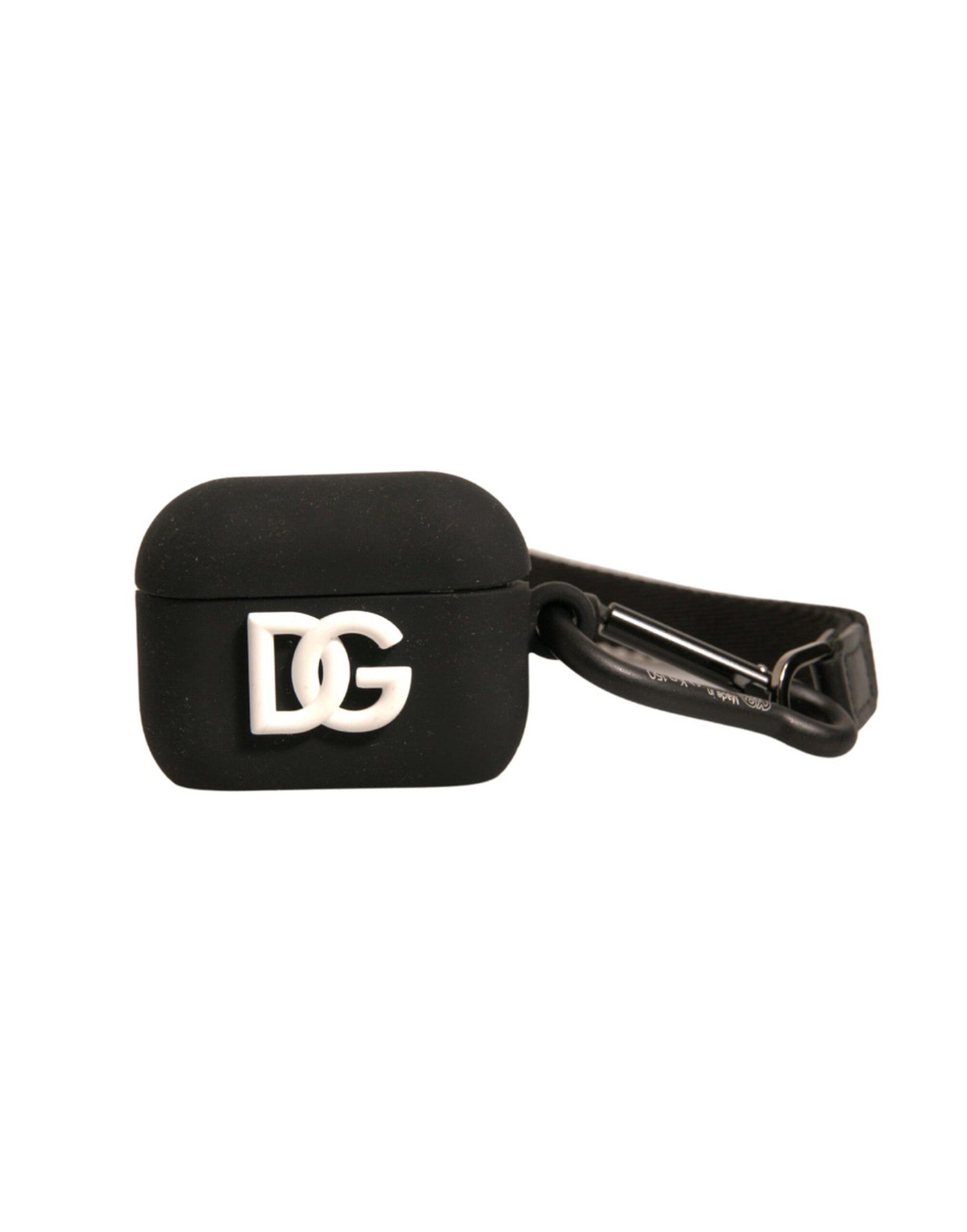 Étui Airpods en caoutchouc de silicone noir avec logo en relief