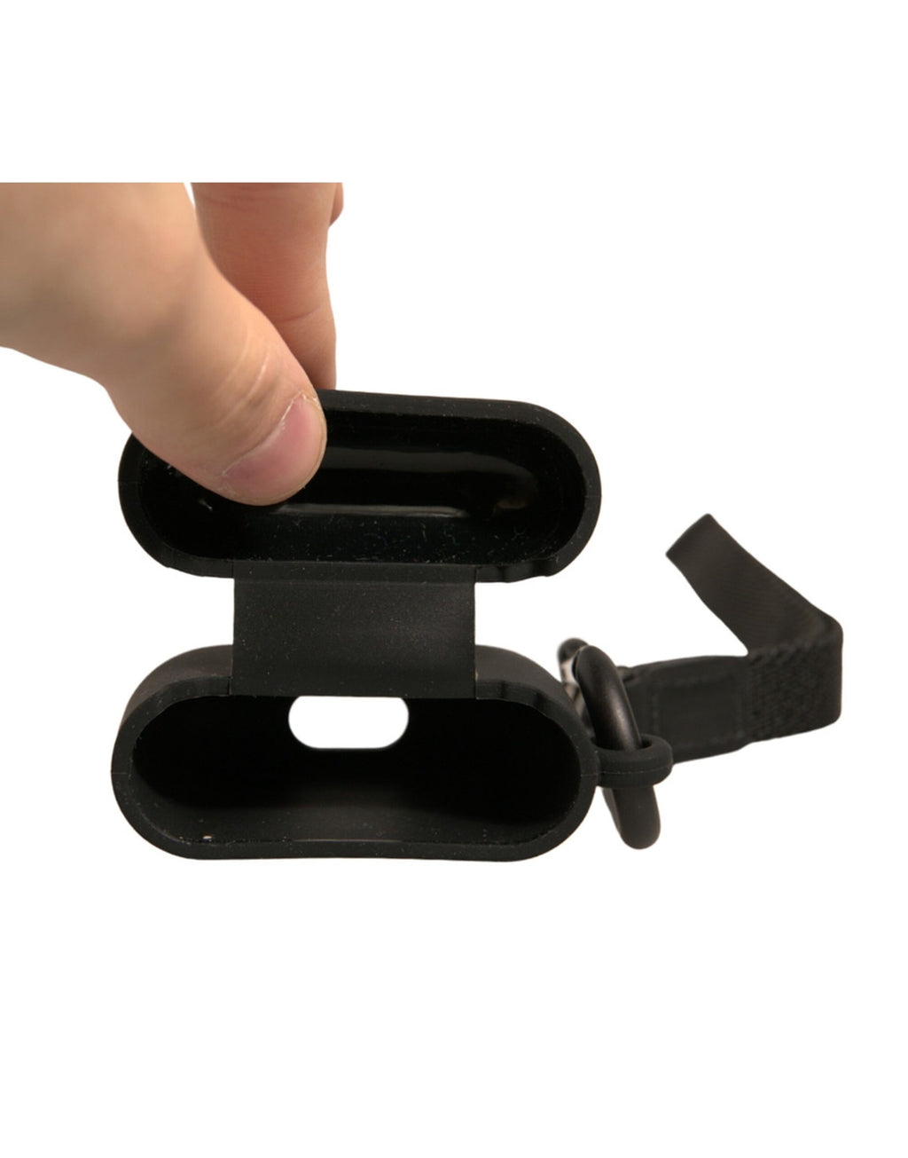 Étui Airpods en caoutchouc de silicone noir avec logo en relief