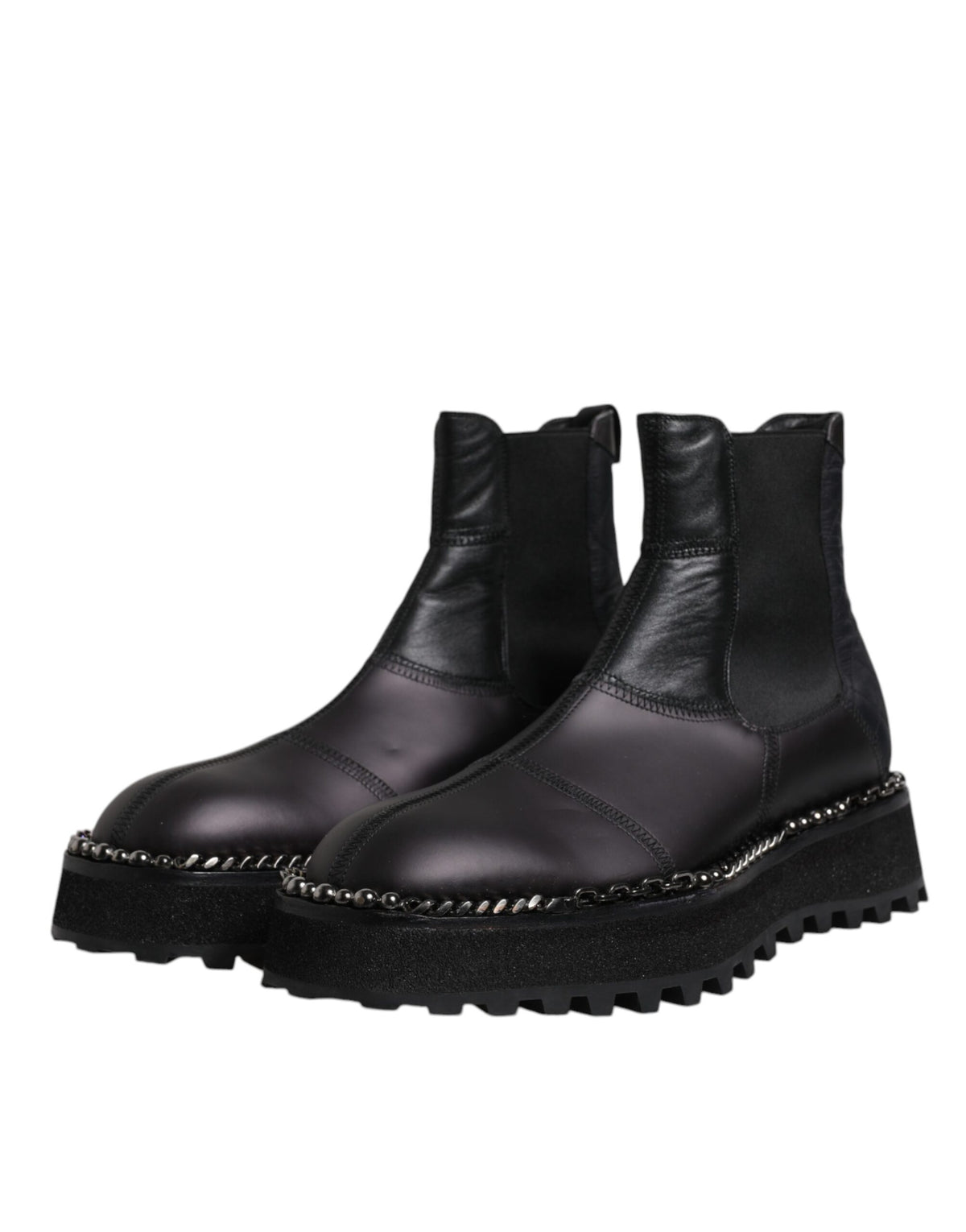 Bottines Chelsea noires en cuir, chaussures à enfiler