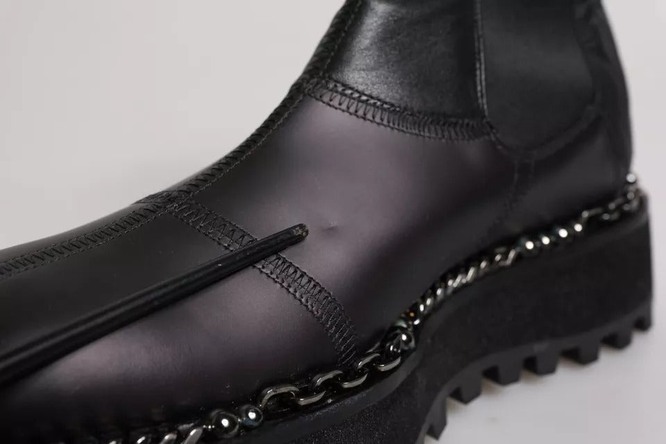 Bottines Chelsea noires en cuir, chaussures à enfiler