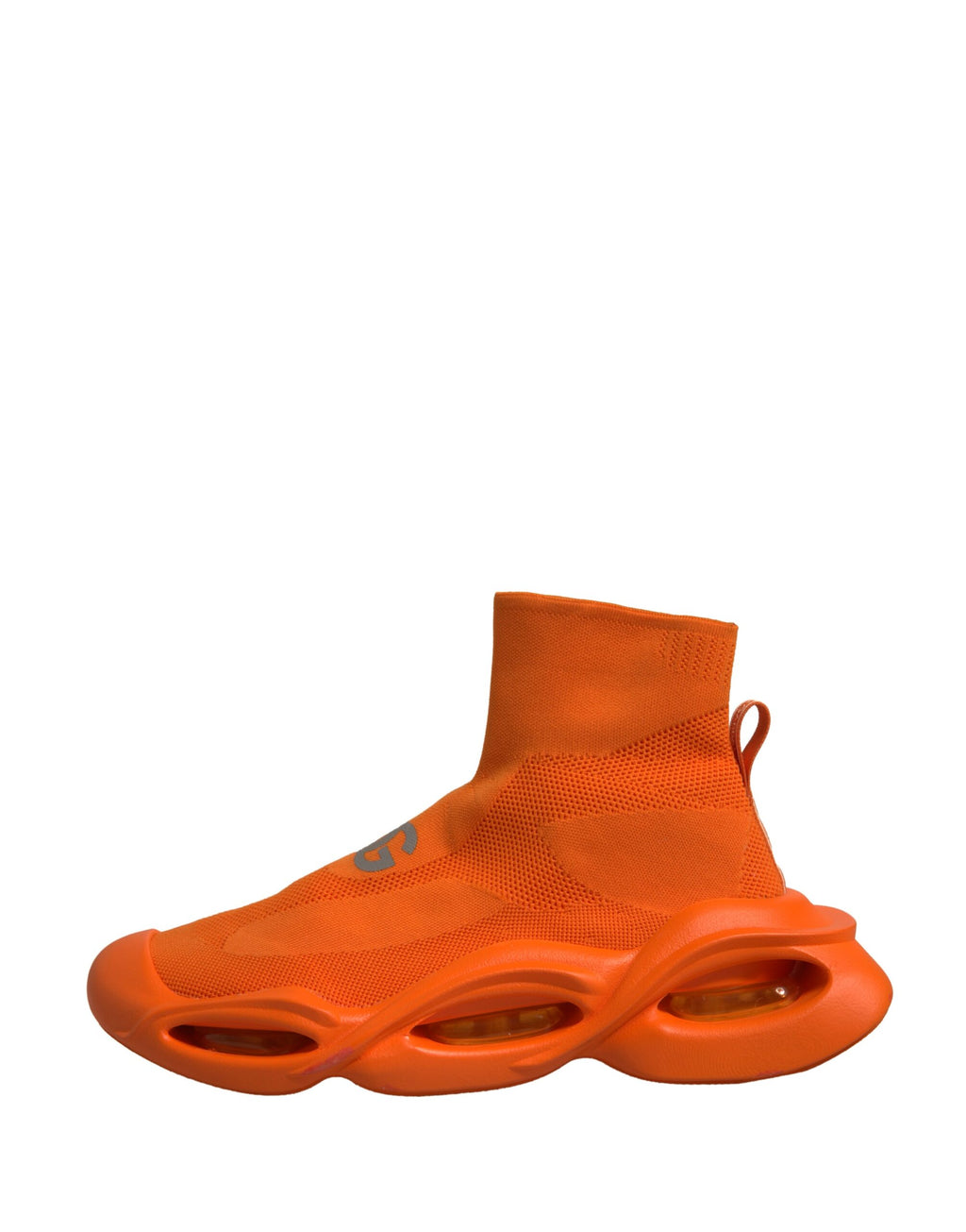 Sneakers homme, baskets à enfiler, motif vague, couleur orange.