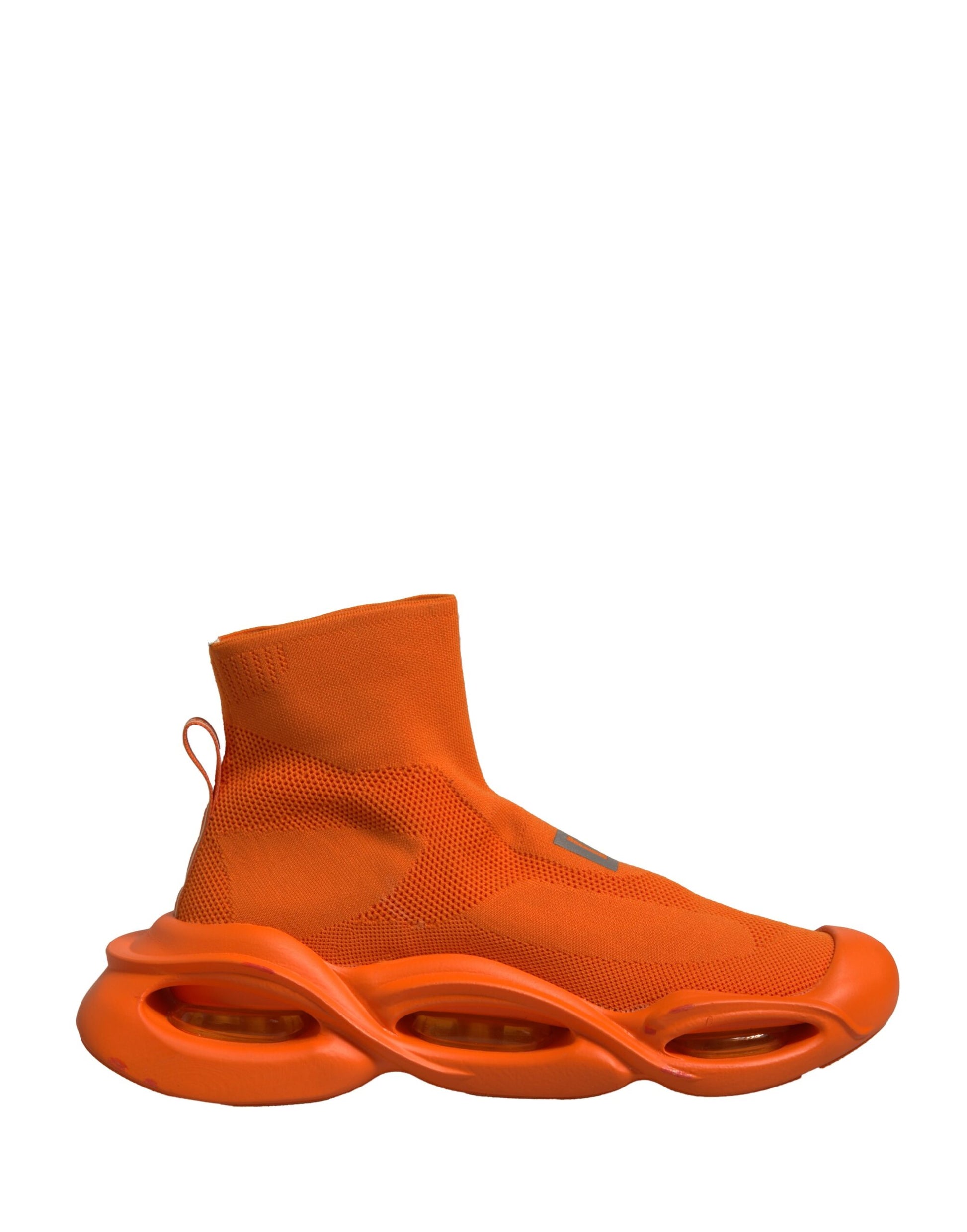 Sneakers homme, baskets à enfiler, motif vague, couleur orange.