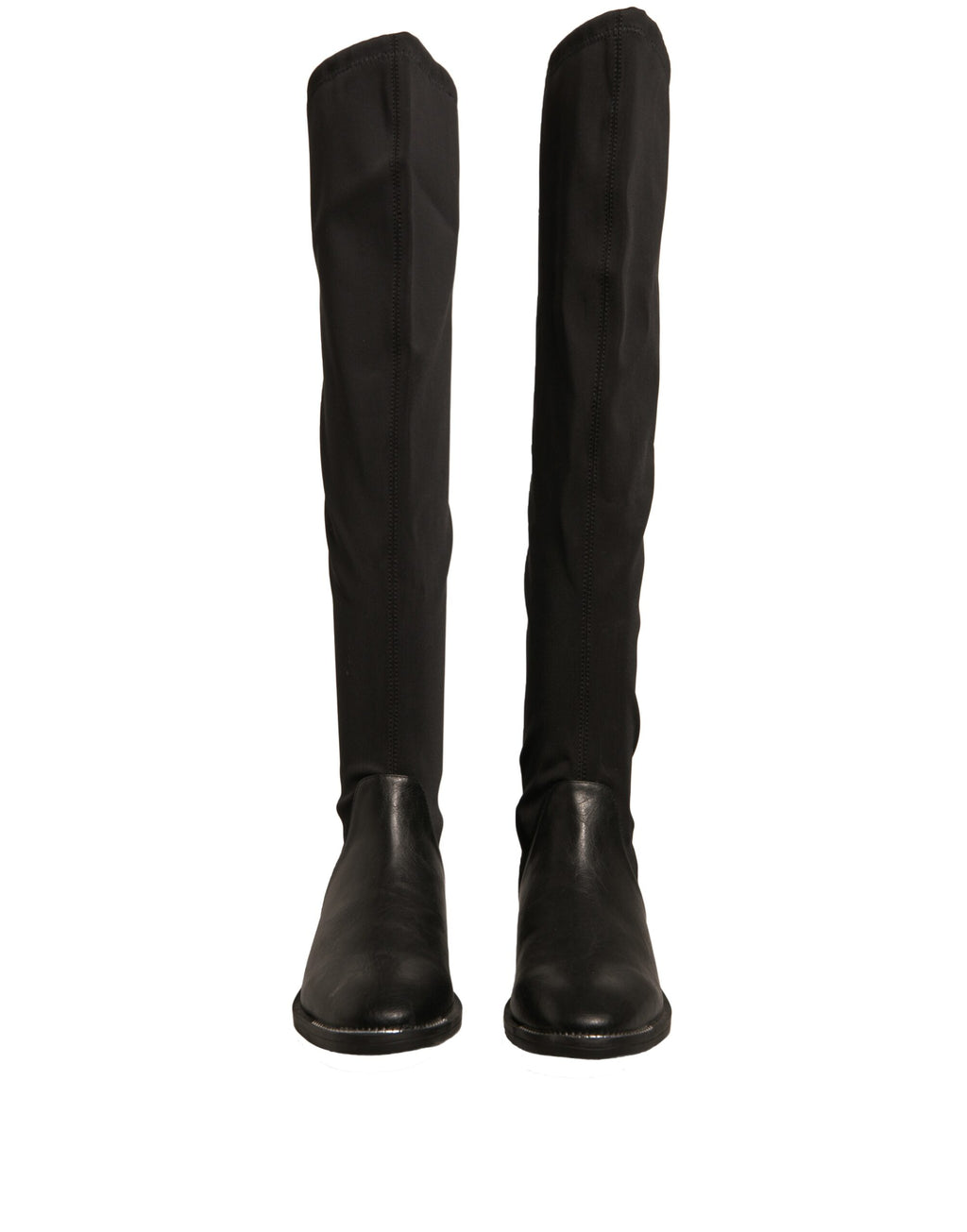 Bottines plates en cuir et daim noir