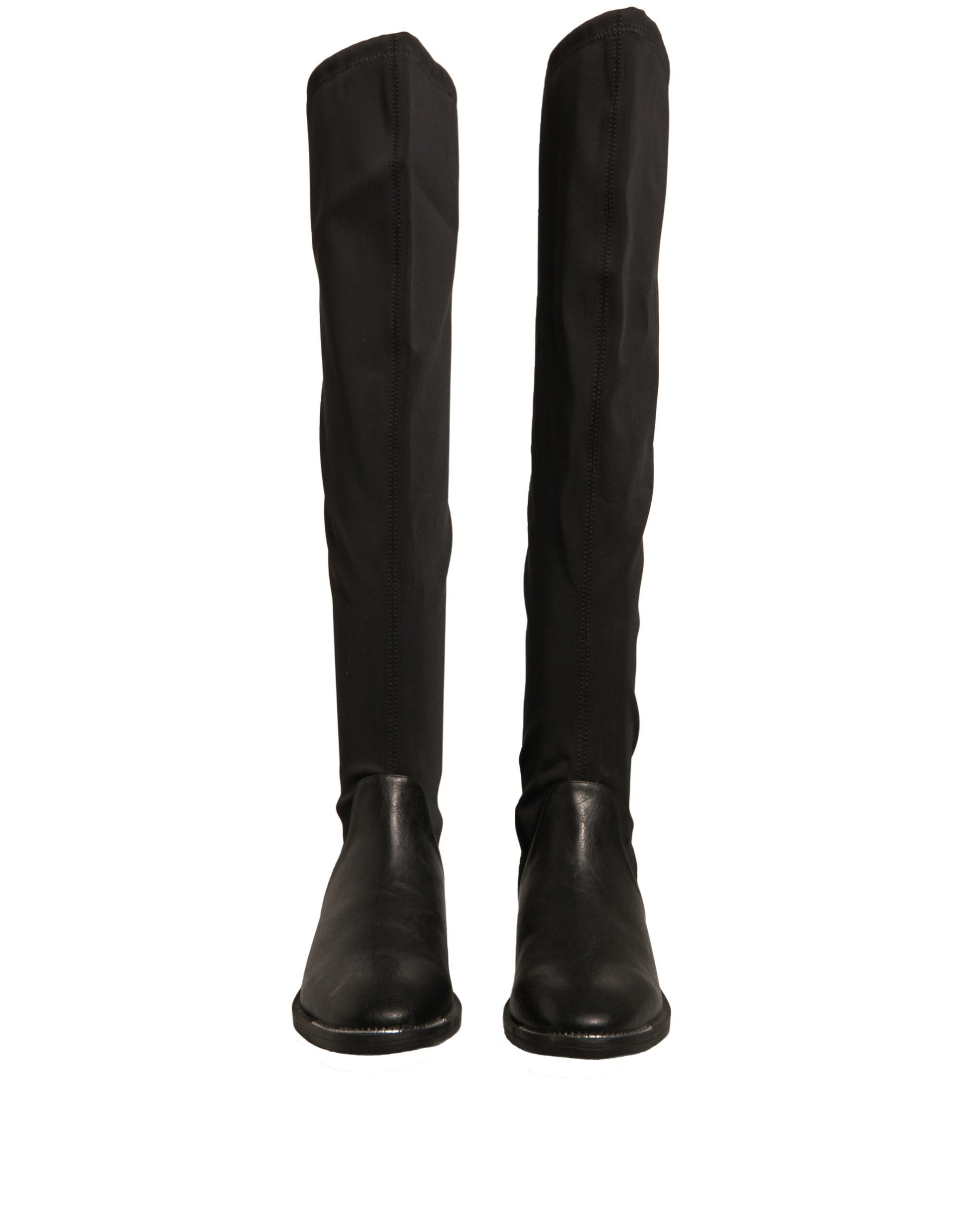 Bottines plates en cuir et daim noir