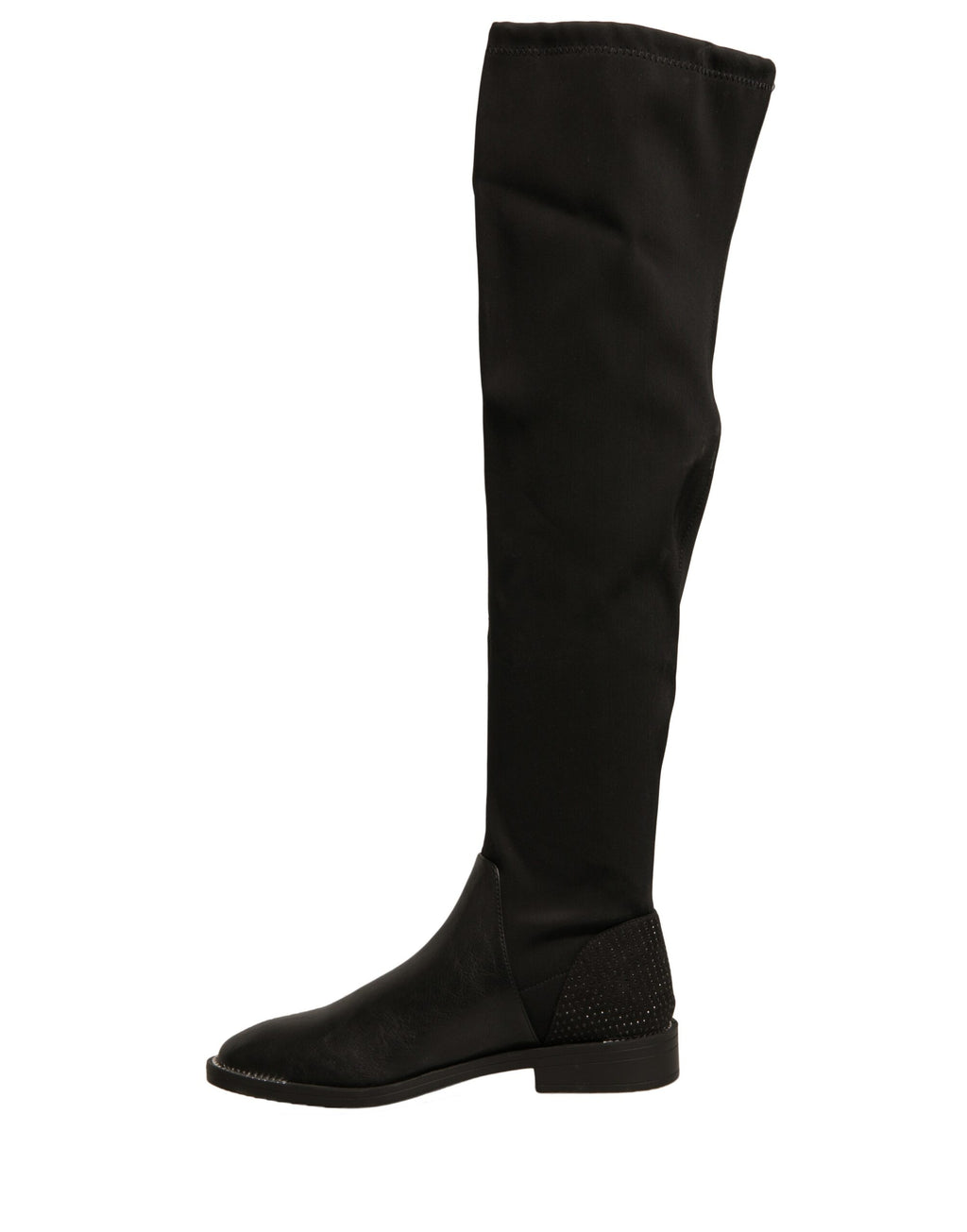 Bottines plates en cuir et daim noir