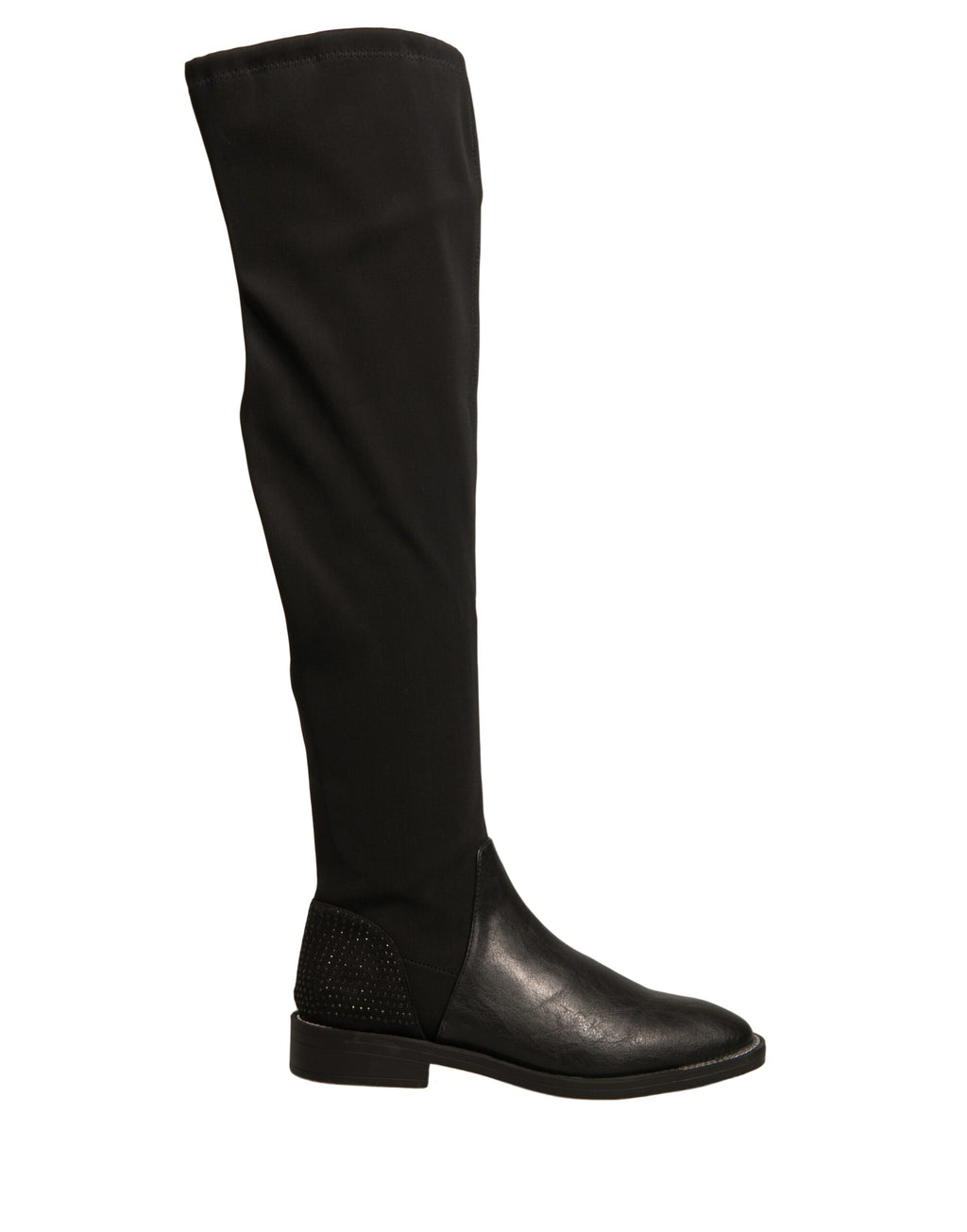 Bottines plates en cuir et daim noir