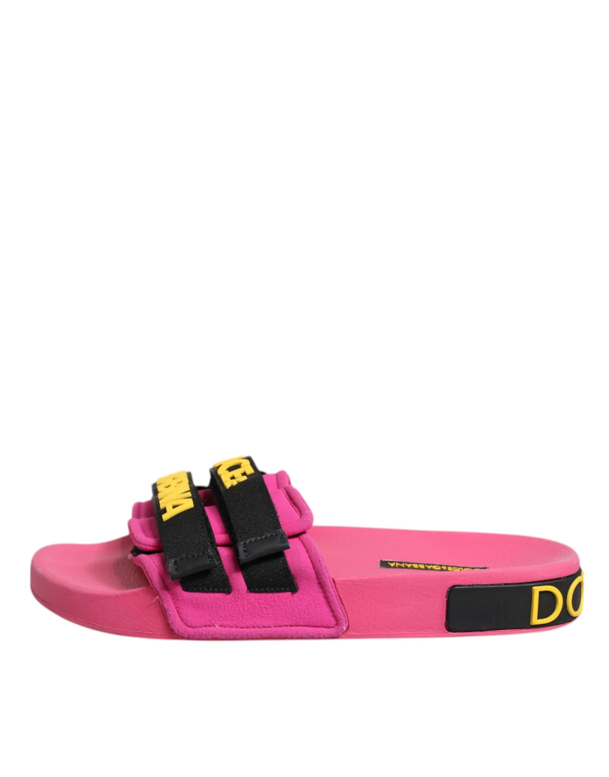 Sandales plates en néoprène fuchsia, chaussures de plage.