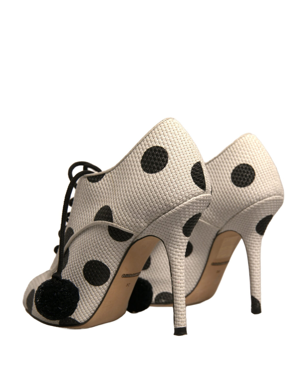 Bottes chevilles à bout ouvert, pois blancs et noirs.