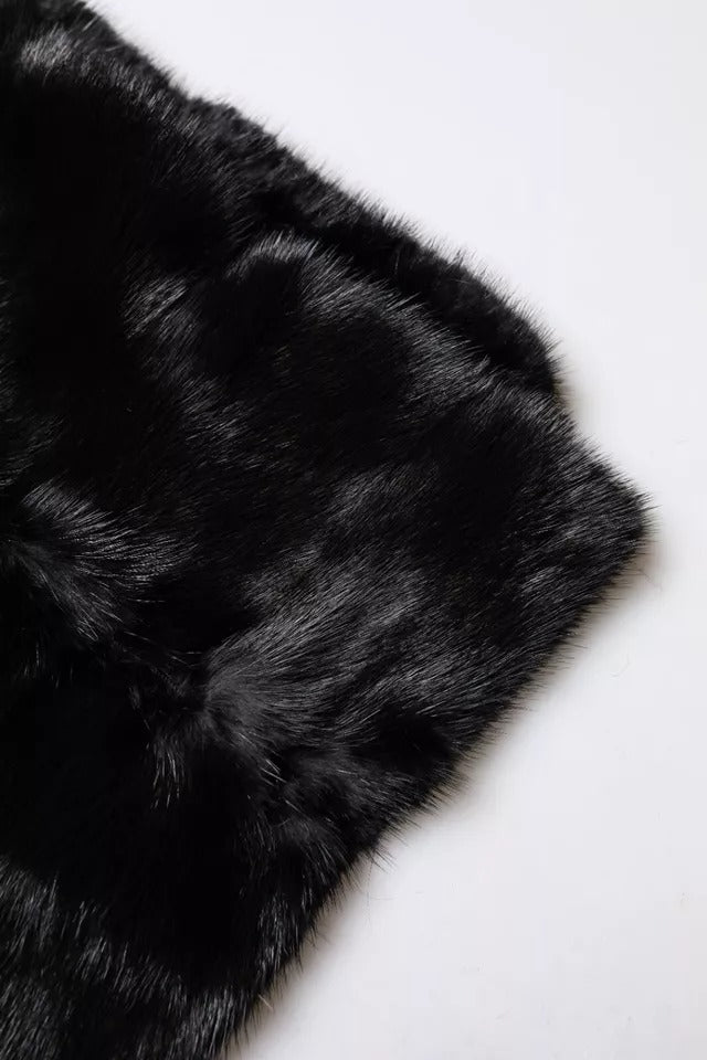 Écharpe de col en fourrure noire, cache-cou, cache-col, foulard