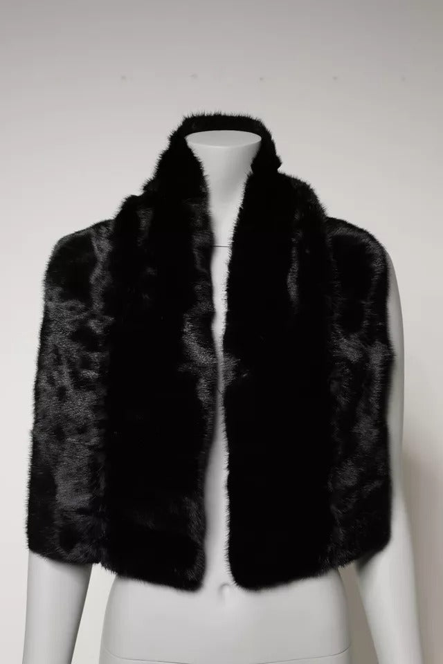 Écharpe de col en fourrure noire, cache-cou, cache-col, foulard