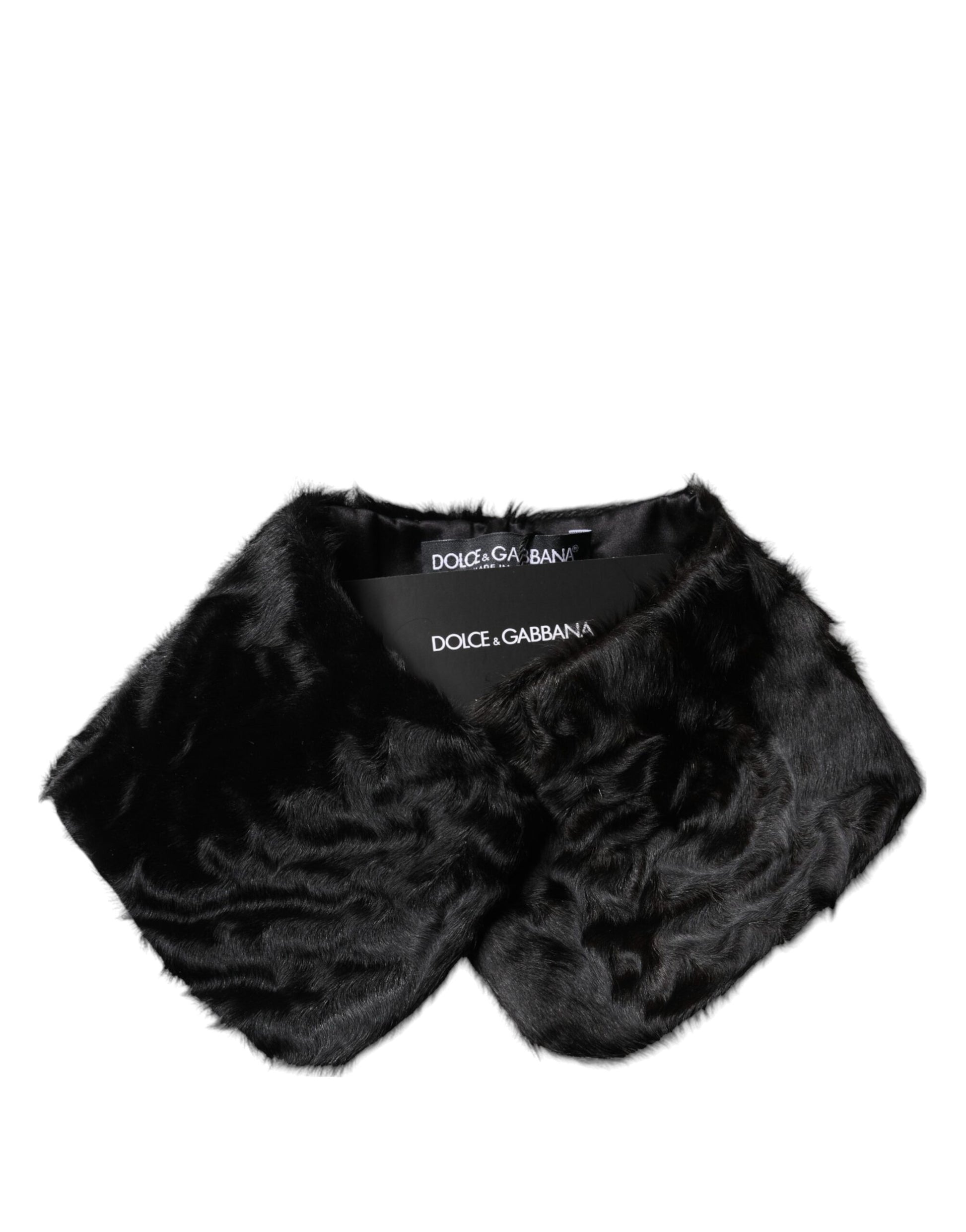 Écharpe col en fourrure d'agneau noir pour femme