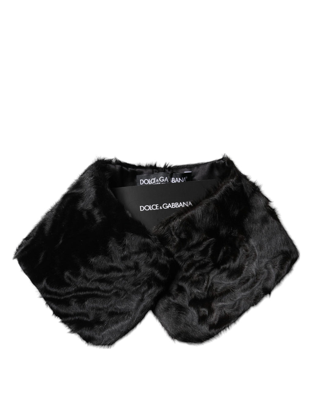 Écharpe col en fourrure d'agneau noir pour femme