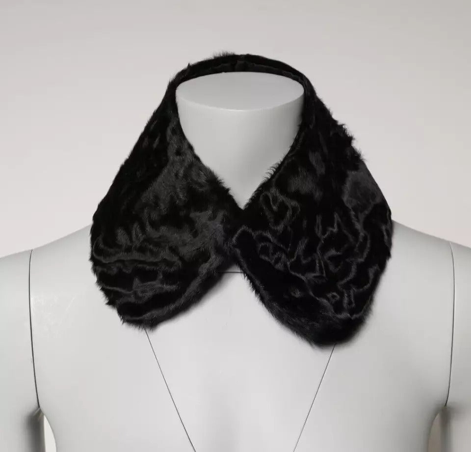 Écharpe col en fourrure d'agneau noir pour femme