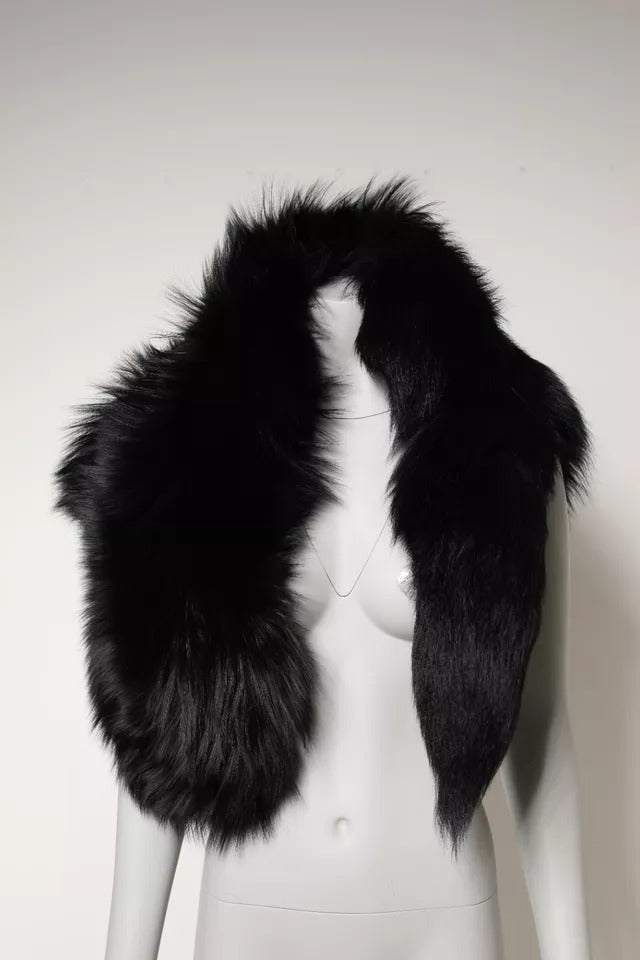 Écharpe de cou en fourrure de renard noir, réchauffe-cou, pour l'hiver