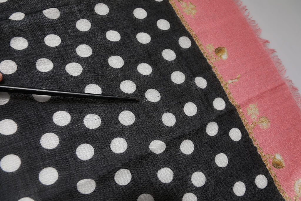 Black White Polka Dots Fringes Wrap Scarf
