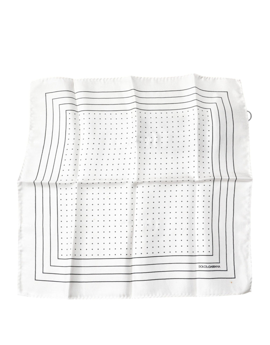 Écharpe carrée à pois blancs.