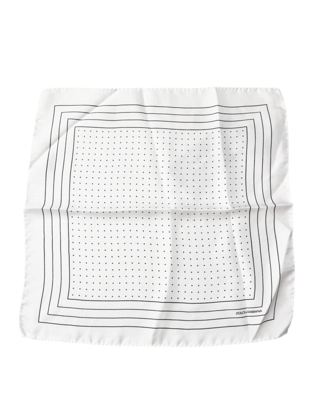 Écharpe carrée à pois blancs.