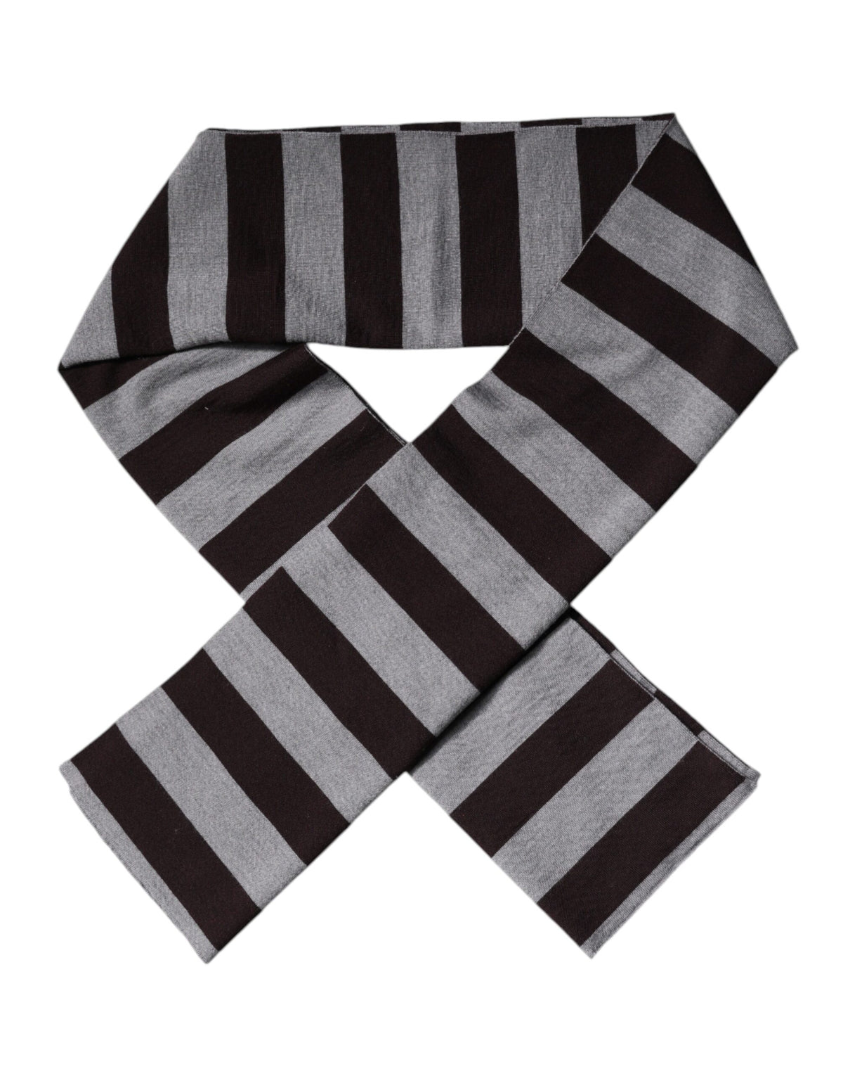 Écharpe en laine rayée noir et gris pour le cou