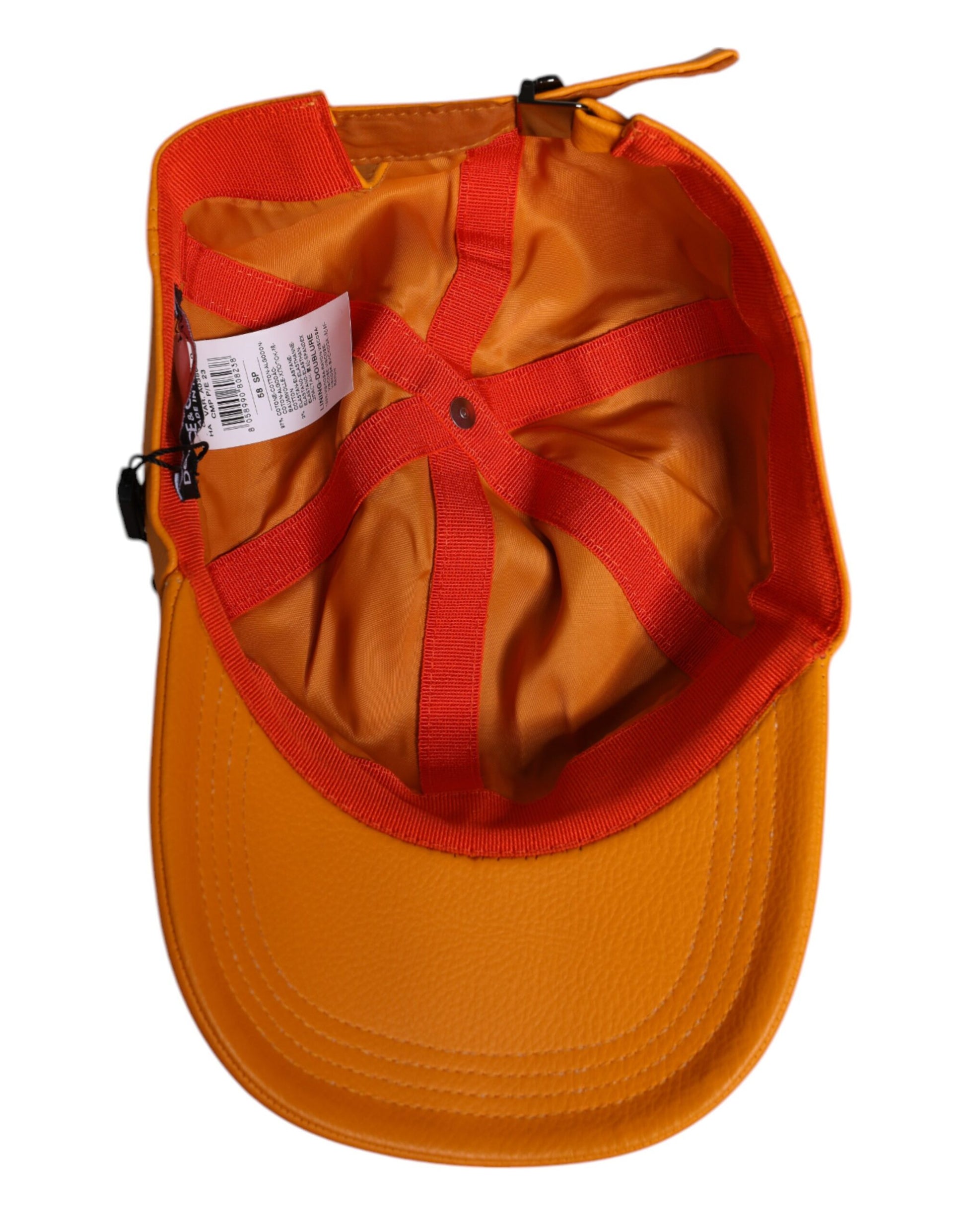 Casquette de baseball orange en coton à 6 panneaux
