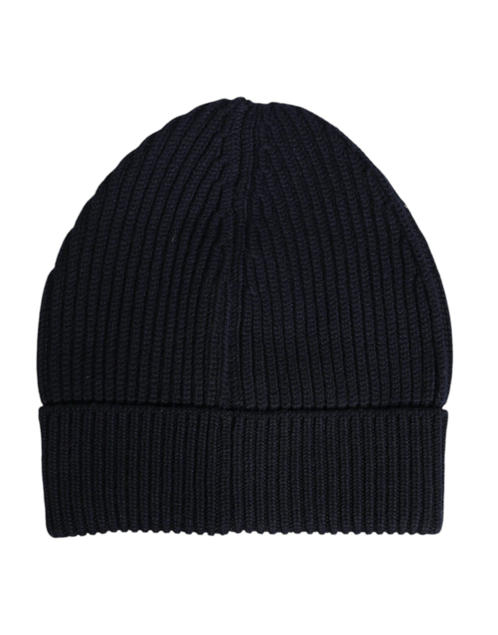 Blue Cashmere Knitted Winter Beanie Hat
