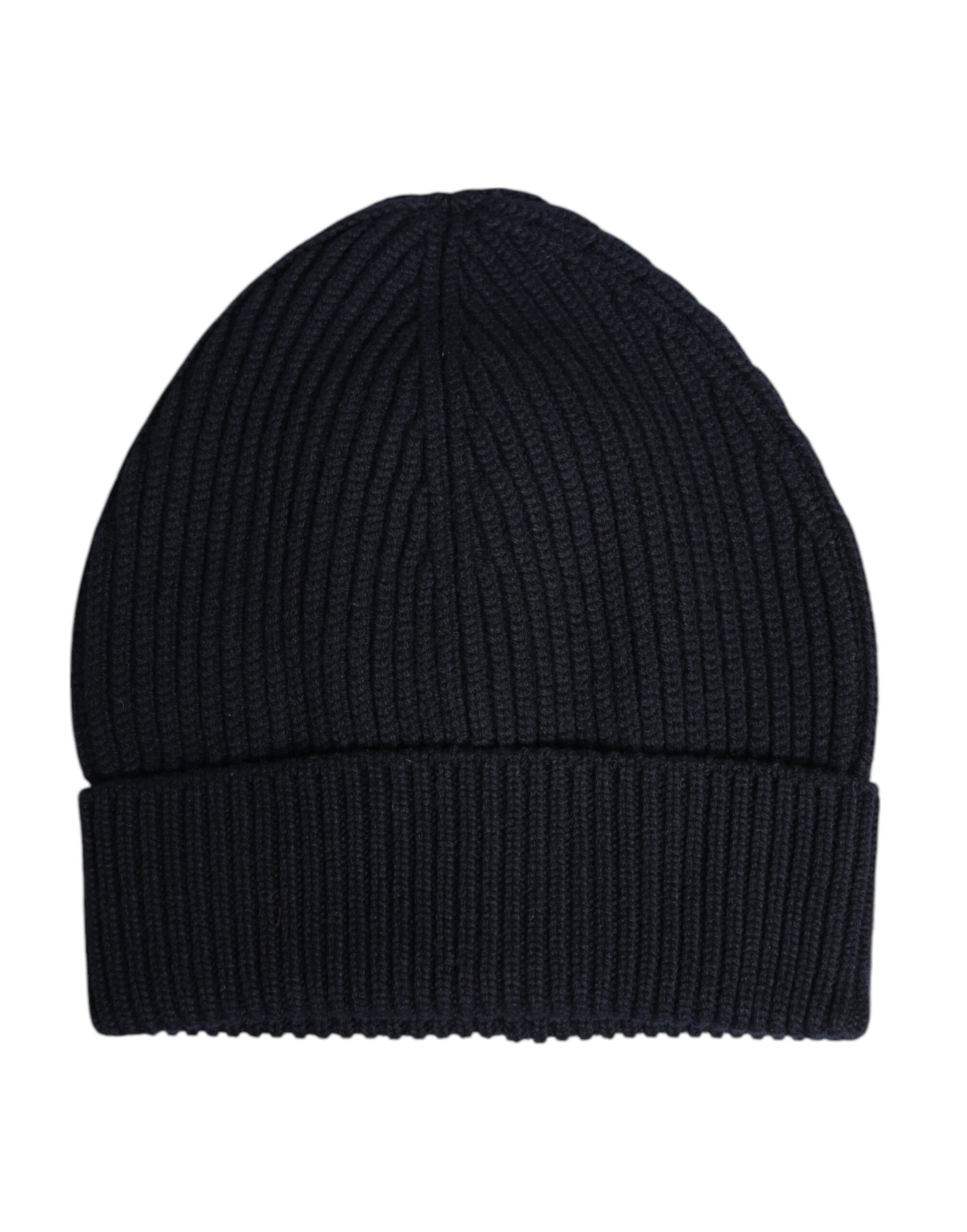 Blue Cashmere Knitted Winter Beanie Hat