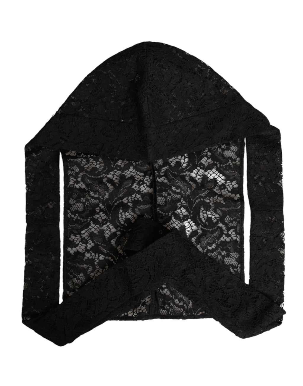 Chapeau-bonnet intégral en dentelle florale noire
