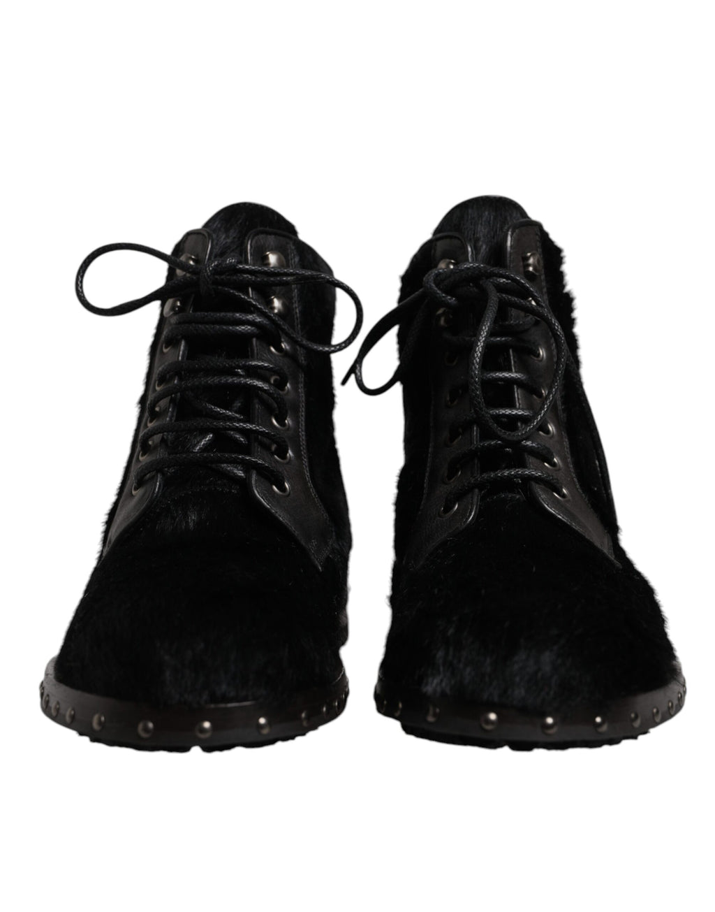 Bottines mi-mollet en cuir noir style Pony