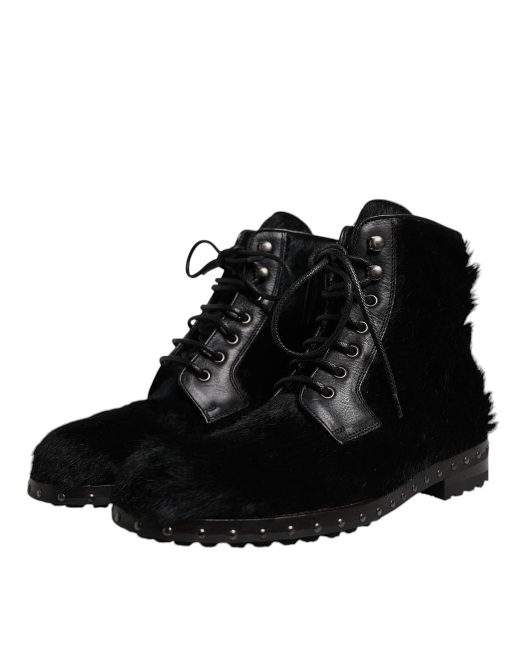 Bottines mi-mollet en cuir noir style Pony