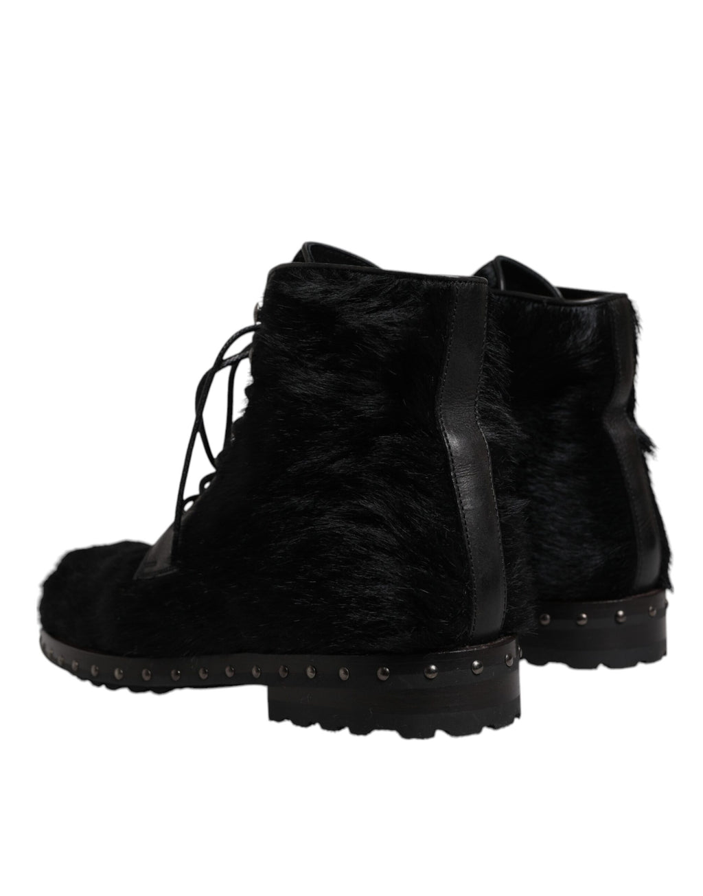 Bottines mi-mollet en cuir noir style Pony