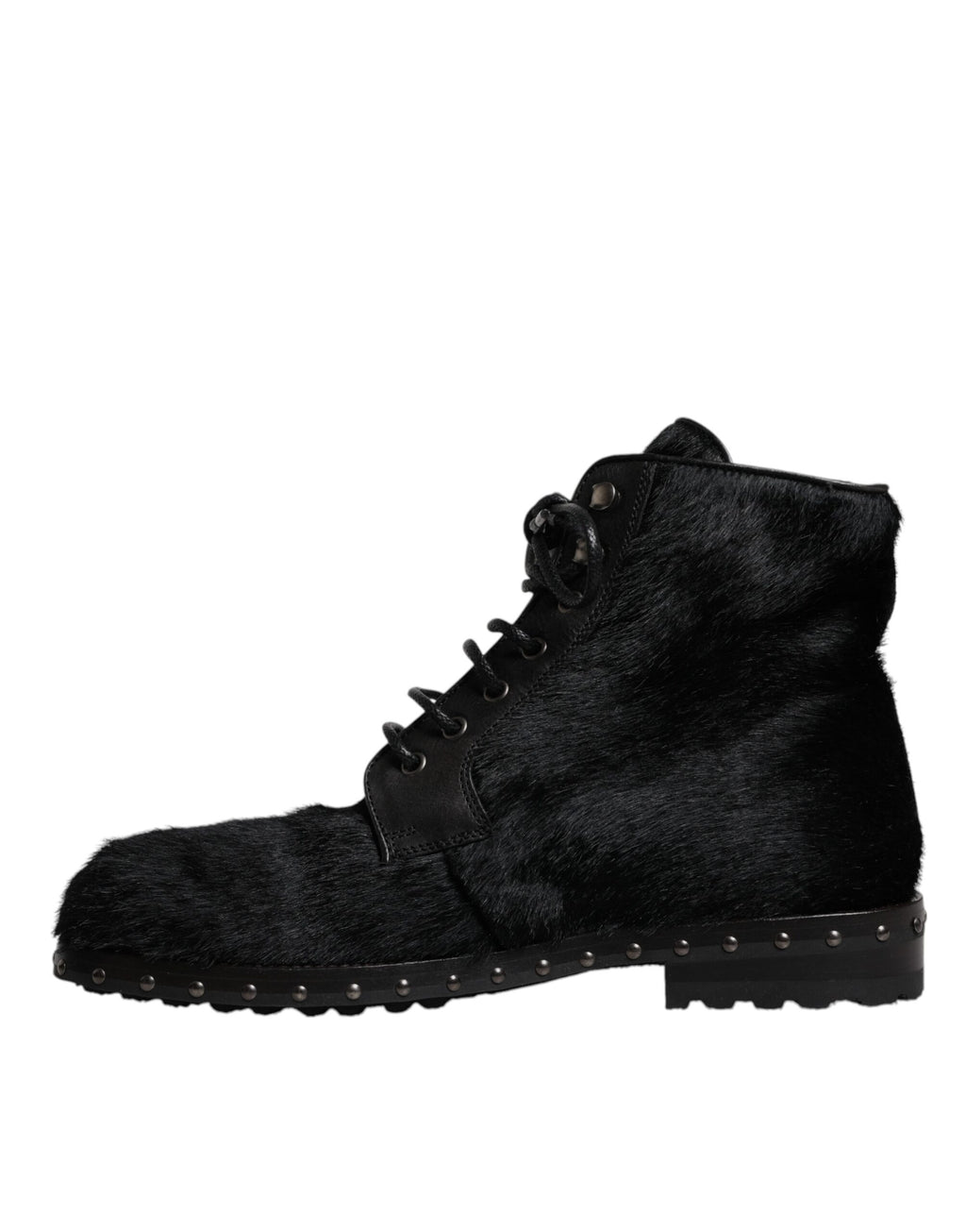Bottines mi-mollet en cuir noir style Pony