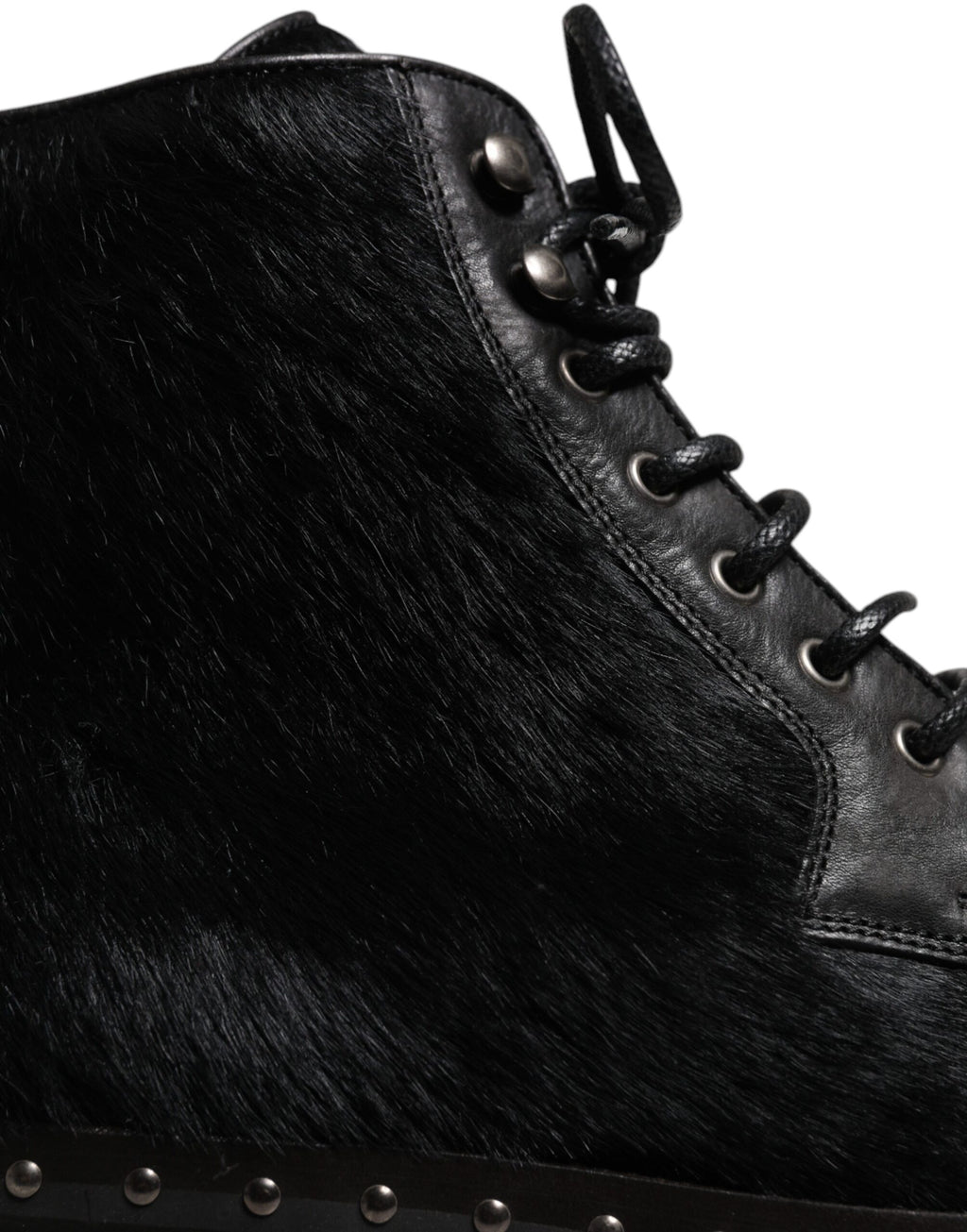 Bottines mi-mollet en cuir noir style Pony